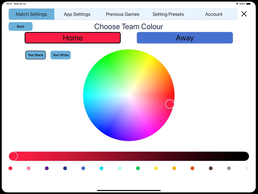 Pitch Side Colour Wheel Screen