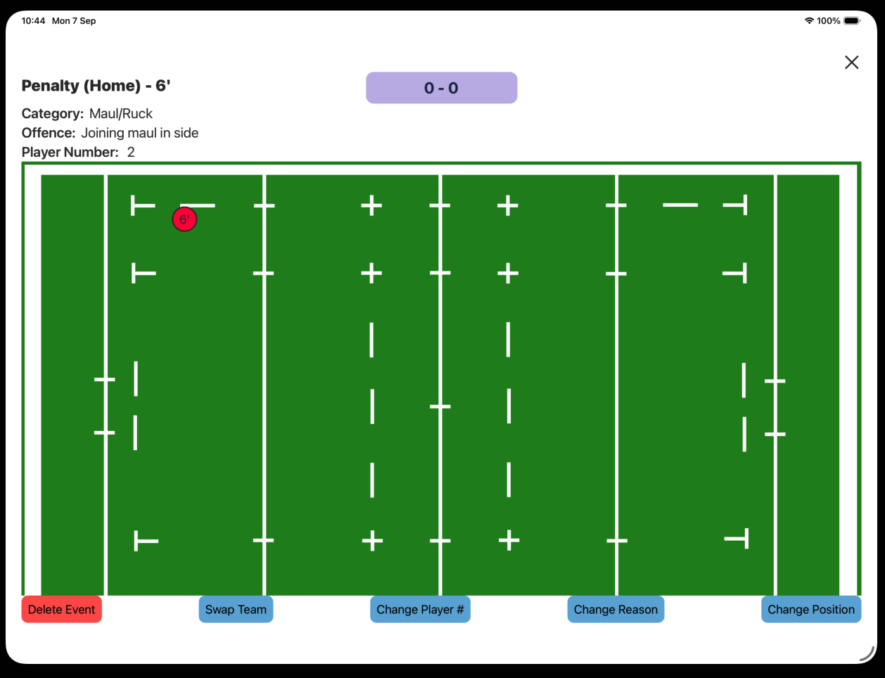Edit Penalty Screen
