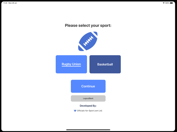 Pitch Side App Rugby Option