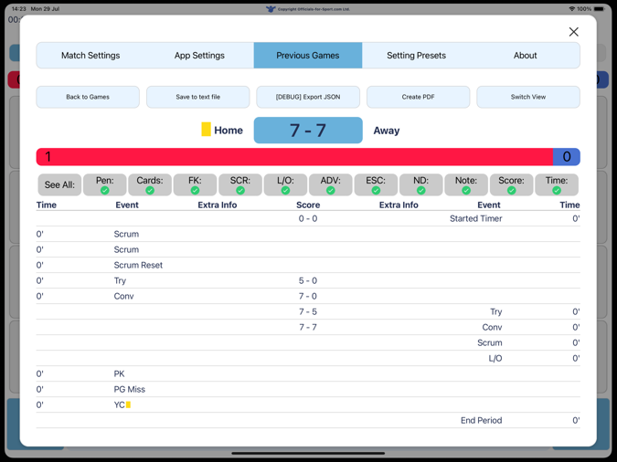 Pitch Side App Setting Up Game